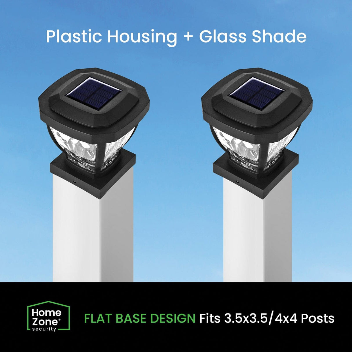 Home Zone Security 12-Lumen-Each 4 x 4 Solar LED Post Cap Lights, Black