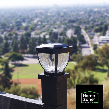 Home Zone Security 12-Lumen-Each 4 x 4 Solar LED Post Cap Lights, Black