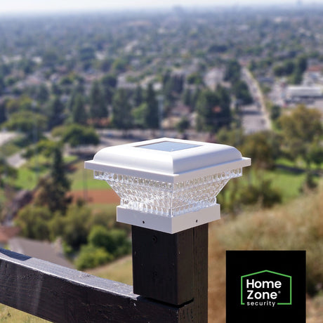 Home Zone Security Outdoor Solar Post Cap Lights for 3.5-In. x 3.5-In. and 4-In. x 4-In. Posts, 2 Pack, White