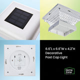 Home Zone Security Outdoor Solar Post Cap Lights for 3.5-In. x 3.5-In. and 4-In. x 4-In. Posts, 2 Pack, White