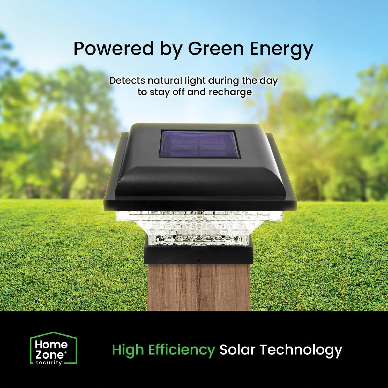 Home Zone Security Outdoor Solar Post Cap Lights for 3.5-In. x 3.5-In. and 4-In. x 4-In. Posts, 2 Pack, Black