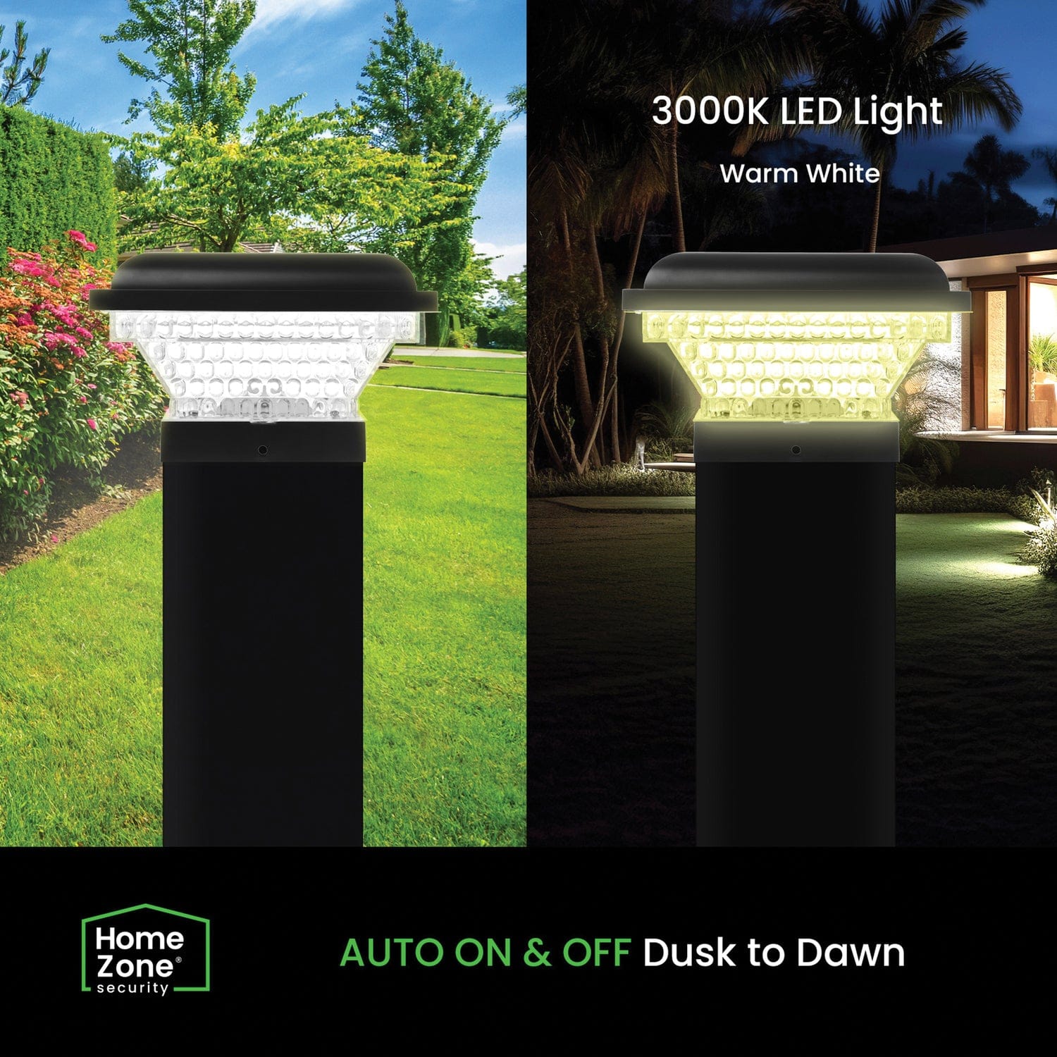 Home Zone Security Outdoor Solar Post Cap Lights for 3.5-In. x 3.5-In. and 4-In. x 4-In. Posts, 2 Pack, Black