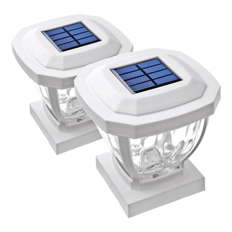 Home Zone Security 12-Lumen-Each 4 x 4 Solar LED Post Cap Lights, White