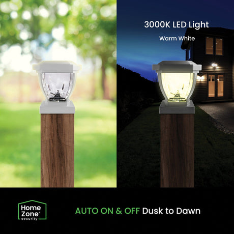 Home Zone Security 12-Lumen-Each 4 x 4 Solar LED Post Cap Lights, White