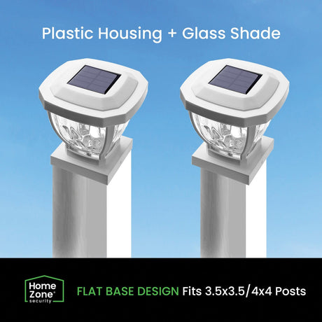 Home Zone Security 12-Lumen-Each 4 x 4 Solar LED Post Cap Lights, White