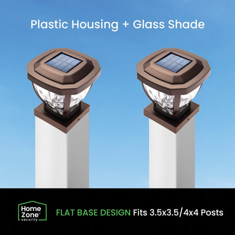 Home Zone Security 12-Lumen-Each 4 x 4 Solar LED Post Cap Lights, Bronze