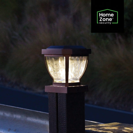 Home Zone Security 12-Lumen-Each 4 x 4 Solar LED Post Cap Lights, Bronze