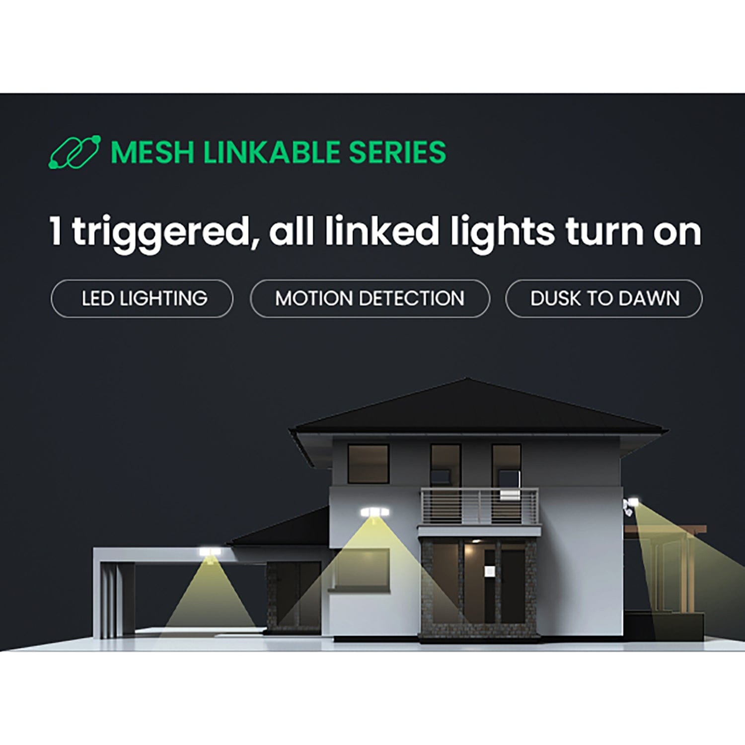 Home Zone Security Mesh-Linkable Solar LED Contemporary-Style Security Pathway Light, 300 Lumens, 4 Pack