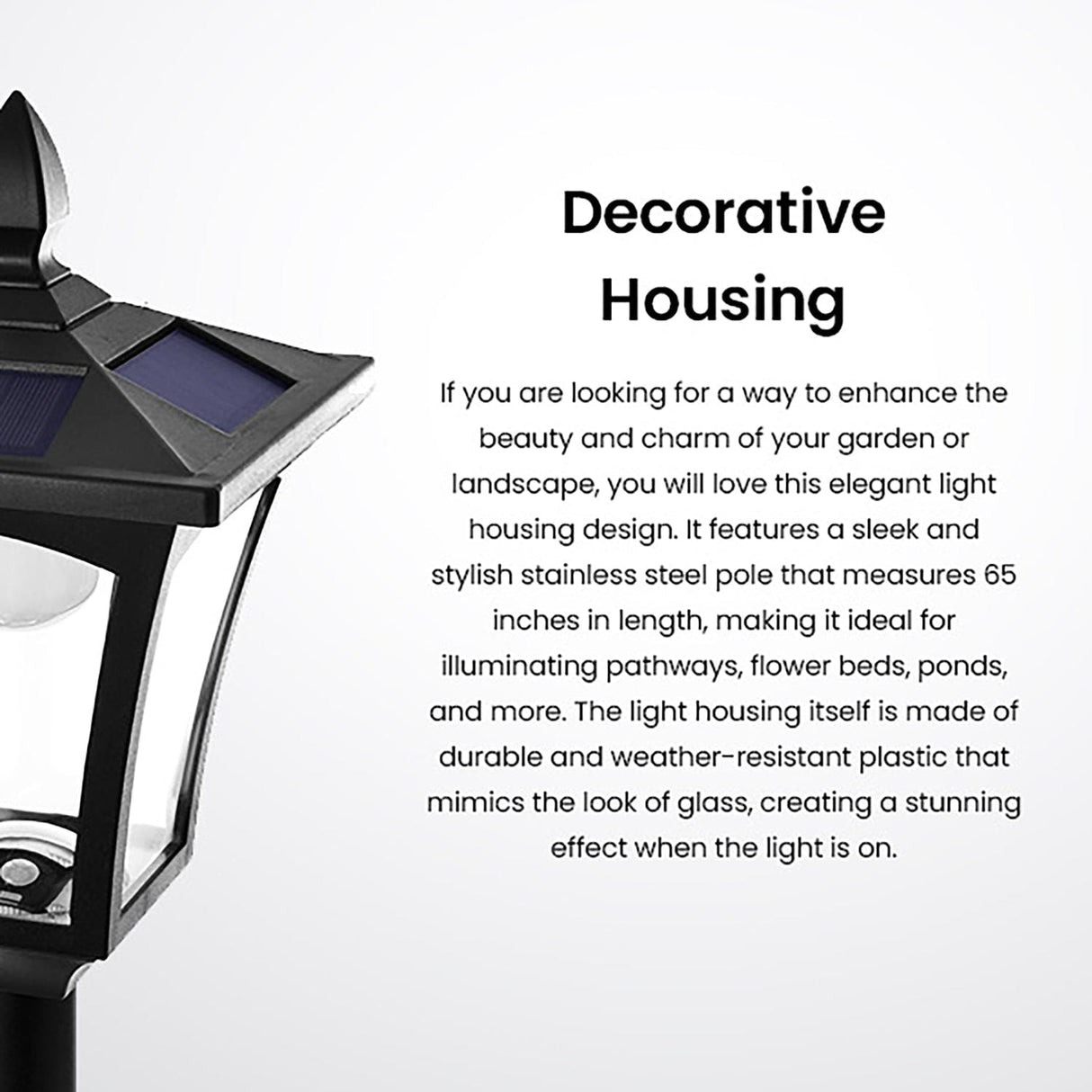 Home Zone Security 68-In. Solar-Powered Decorative Outdoor Post Lamp Light, ELI1581V