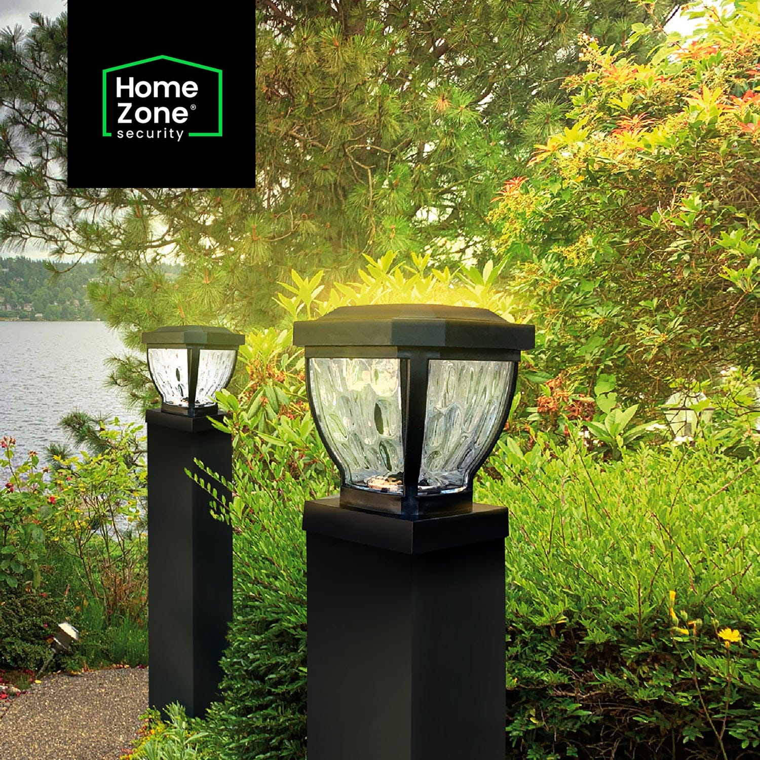 Home Zone Security 12-Pack Decorative LED Solar Post Cap Lights for 3.5 in. x 3.5 in. Posts, Black