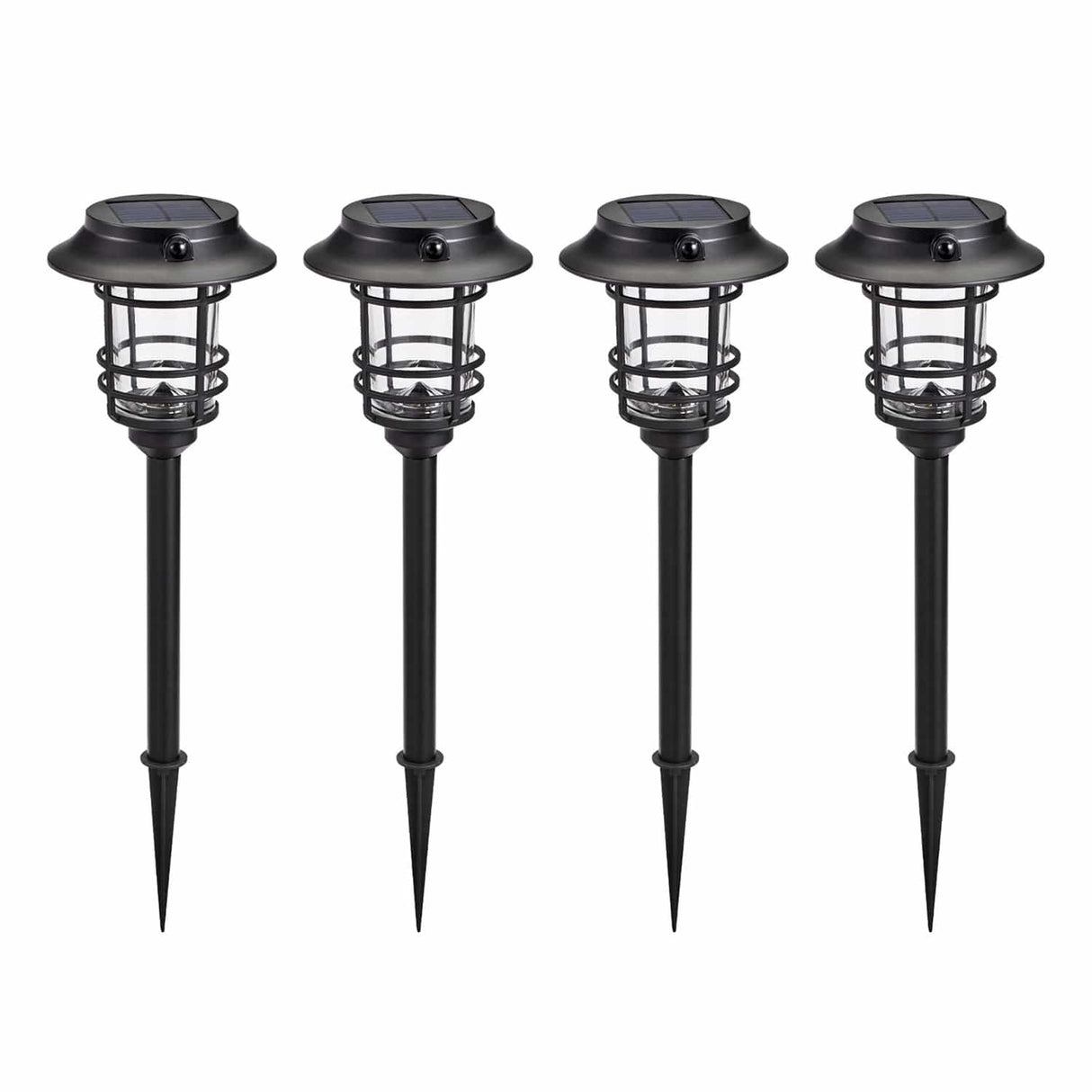 Home Zone Security Mesh-Linkable Solar LED Traditional-Style Security Pathway Light, 300 Lumens, 4 Pack