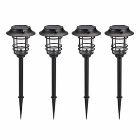 Home Zone Security Mesh-Linkable Solar LED Traditional-Style Security Pathway Light, 300 Lumens, 4 Pack