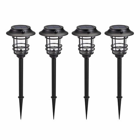 Home Zone Security Mesh-Linkable Solar LED Traditional-Style Security Pathway Light, 300 Lumens, 4 Pack