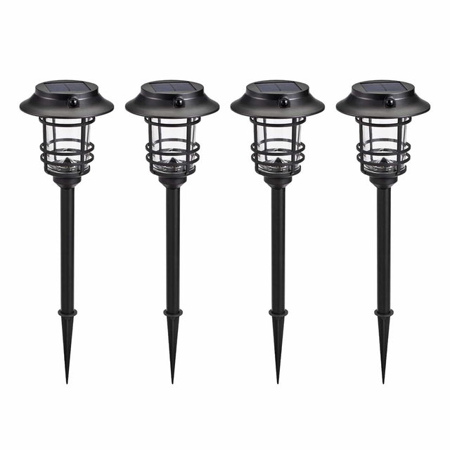 Home Zone Security Mesh-Linkable Solar LED Traditional-Style Security Pathway Light, 300 Lumens, 4 Pack