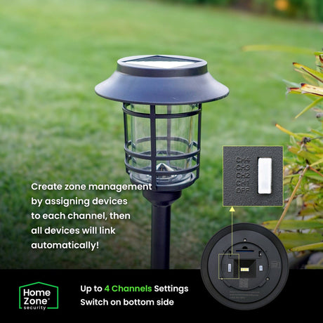 Home Zone Security Mesh-Linkable Solar LED Traditional-Style Security Pathway Light, 300 Lumens, 4 Pack