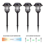 Home Zone Security Mesh-Linkable Solar LED Traditional-Style Security Pathway Light, 300 Lumens, 4 Pack