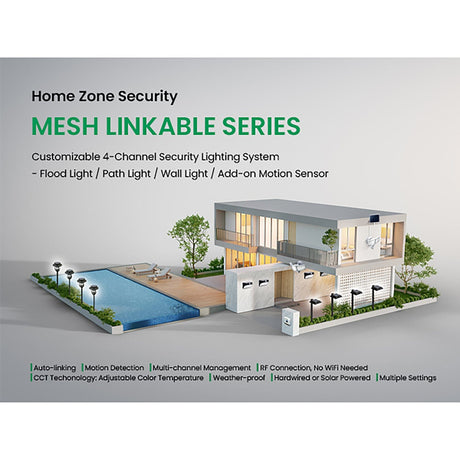 Home Zone Security Mesh-Linkable Solar LED Traditional-Style Security Pathway Light, 300 Lumens, 4 Pack