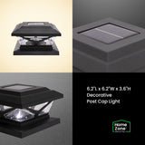 Home Zone Security Crown-Style Solar-Powered LED Post Cap Light with Adjustable Color Temperature, 4 Pack, Black