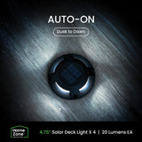Home Zone Security Solar-Powered Waterproof Integrated LED Deck Lights, 20 Lumens, 4 Pack