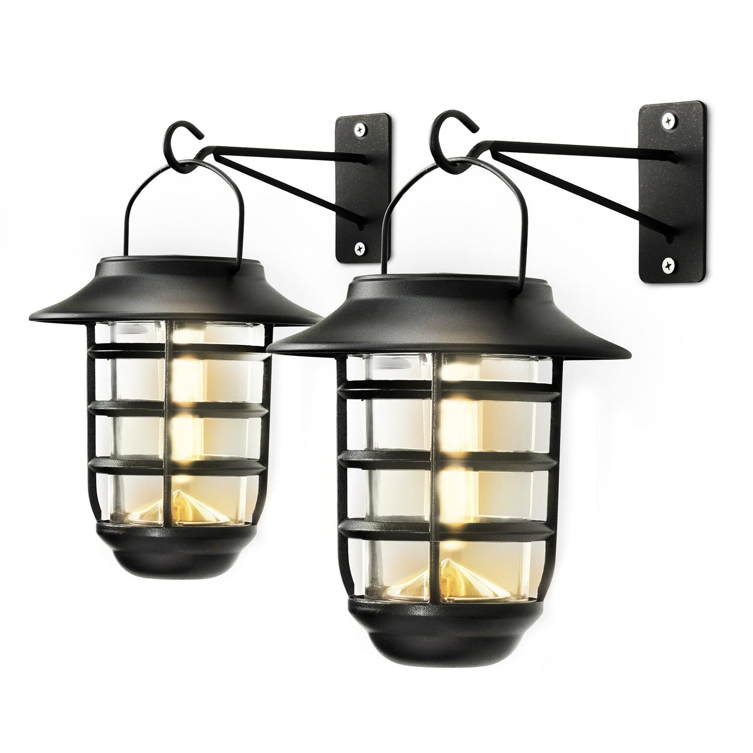 Home Zone Security Solar-Powered Wall-Hanging Lights with Brackets, ELJ6792V, 2 Count