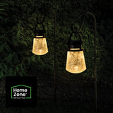 Home Zone Security 10-Lumen Solar Crackle-Glass LED Lantern Path Lights with Shepherd Hook, 2 Pack