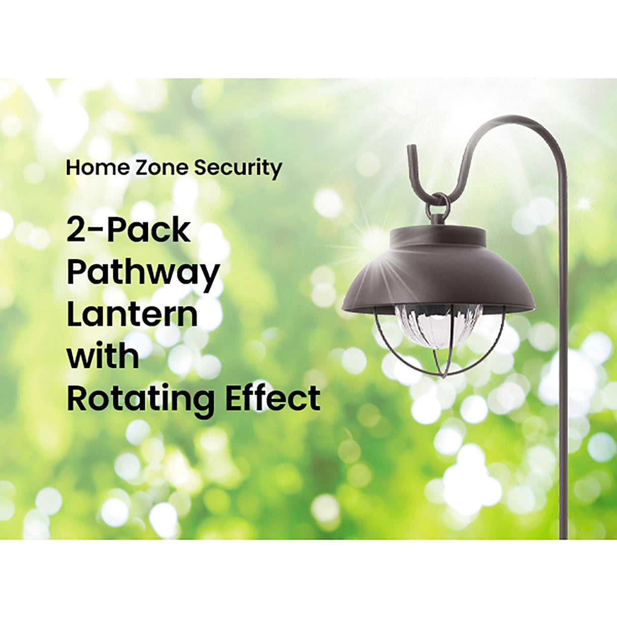 Home Zone Security 15-Lumen Solar Farmhouse-Style LED Metal Garden Hanging Lantern, Bronze, 2 Pack