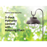 Home Zone Security 15-Lumen Solar Farmhouse-Style LED Metal Garden Hanging Lantern, Bronze, 2 Pack