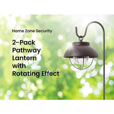 Home Zone Security 15-Lumen Solar Farmhouse-Style LED Metal Garden Hanging Lantern, Bronze, 2 Pack