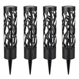 Home Zone Security Hollow-Metal Bollard Solar Outdoor Light for Pathways, 50 Lumens, Ground Stake, 2 Light Modes, Dusk to Dawn, 4 Pack