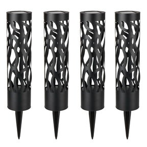 Home Zone Security Hollow-Metal Bollard Solar Outdoor Light for Pathways, 50 Lumens, Ground Stake, 2 Light Modes, Dusk to Dawn, 4 Pack