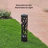 Home Zone Security Hollow-Metal Bollard Solar Outdoor Light for Pathways, 50 Lumens, Ground Stake, 2 Light Modes, Dusk to Dawn, 4 Pack