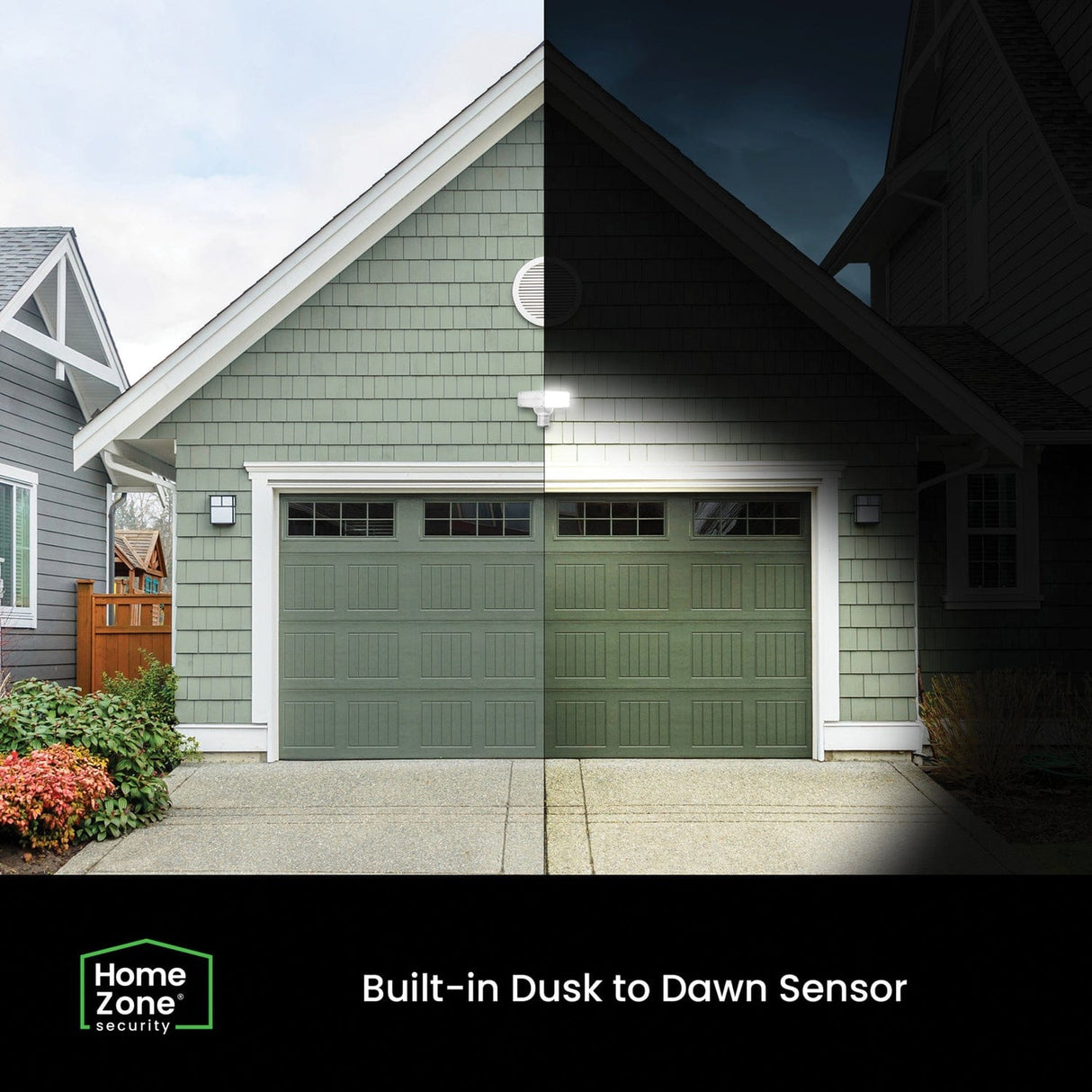 Home Zone Security 3000-Lumen Twin-Head Halo Dual-Brightness LED Security Floodlight