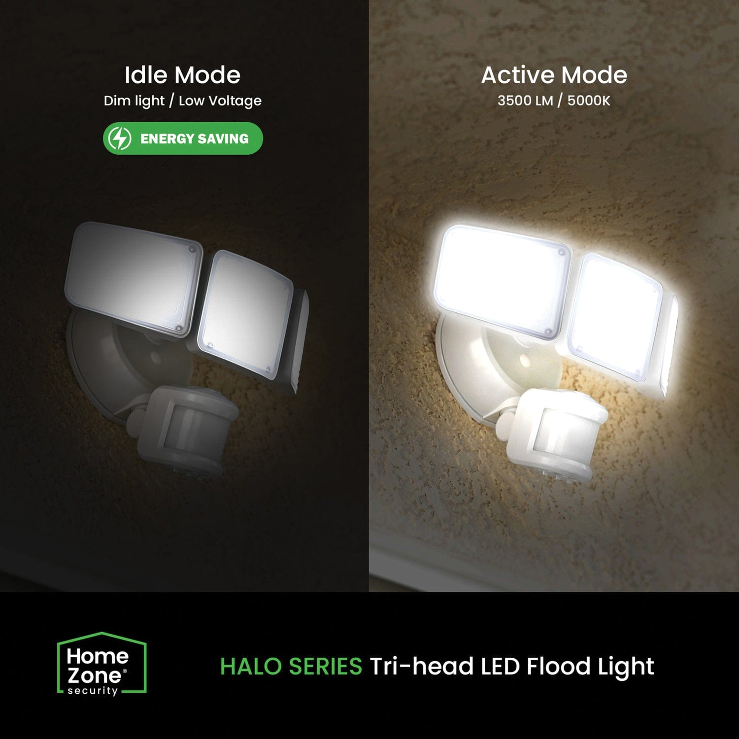 Home Zone Security 3500-Lumen Triple-Head Ultrabright LED Security Light