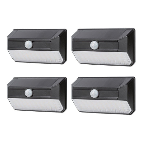 Home Zone Security Mesh-Linkable Solar SMD LED Security Wall Light, 800 Lumens, 4 Pack