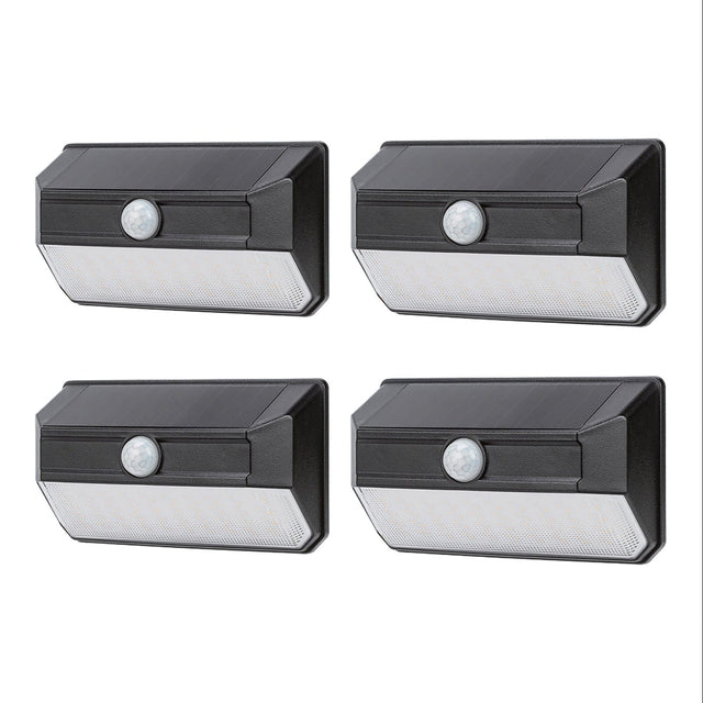 Home Zone Security Mesh-Linkable Solar SMD LED Security Wall Light, 800 Lumens, 4 Pack