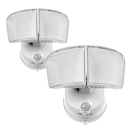 Home Zone Security 1000-Lumen Twin-Head Motion-Activated Battery-Operated LED Security Lights, 2 Pack