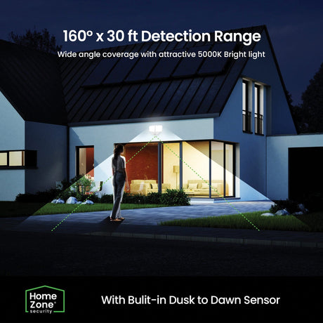 Home Zone Security 1000-Lumen Twin-Head Motion-Activated Battery-Operated LED Security Lights, 2 Pack