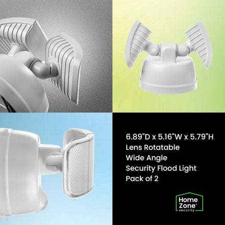 Home Zone Security 1000-Lumen Twin-Head Motion-Activated Battery-Operated LED Security Lights, 2 Pack