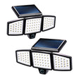 Home Zone Security 1000-Lumen Triple-Head Outdoor Solar LED Motion-Sensor Security Lights, 2 Pack