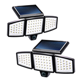 Home Zone Security 1000-Lumen Triple-Head Outdoor Solar LED Motion-Sensor Security Lights, 2 Pack