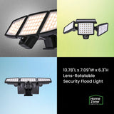 Home Zone Security 1000-Lumen Triple-Head Outdoor Solar LED Motion-Sensor Security Lights, 2 Pack