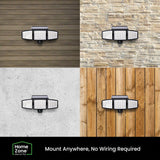 Home Zone Security 1000-Lumen Triple-Head Outdoor Solar LED Motion-Sensor Security Lights, 2 Pack
