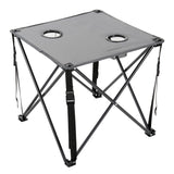 Arrowhead Outdoor Portable Folding Camping Table with 2 Cup-Holders and Carrying Bag, 18.5 In. x 18.5 In., Heavy-Duty 600D Canvas and Steel, Gray