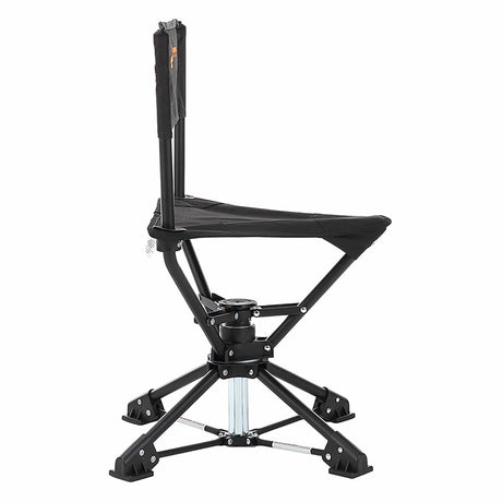 Arrowhead Outdoor 360°-Swiveling Compact Hunting Blind and Fishing Chair Stool Seat, Charcoal Black
