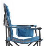 Arrowhead Outdoor Portable Folding Camping Quad Chair with 6-Can Armrest Cooler, Ocean Blue