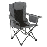 Arrowhead Outdoor Portable Folding Camping Quad Chair with 6-Can Armrest Cooler, Granite Gray