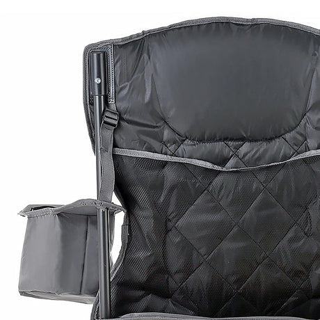 Arrowhead Outdoor Portable Folding Camping Quad Chair with 6-Can Armrest Cooler, Granite Gray