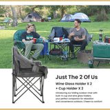 Arrowhead Outdoor Portable Folding Double Duo Camping Chair Loveseat with 2 Cup-Holders, Wine Glass Holder, Carrying Bag, 56 In. x 21 In.