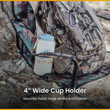 Arrowhead Outdoor Quiet 360°-Swivel Hunting Chair with Armrests, Mesh Cup-Holder, and Carrying Bag, 600D Canvas Fabric with Heavy-Duty Steel Frame