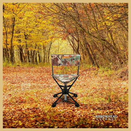 Arrowhead Outdoor 360°-Swiveling Compact Hunting Blind and Fishing Chair Stool Seat, Camouflage
